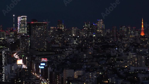 Wallpaper Mural TOKYO, JAPAN : Aerial sunrise CITYSCAPE of TOKYO. View of dawn city and buildings at downtown area. Japanese urban city life and metropolis concept. Long time lapse tracking video, night to morning. Torontodigital.ca