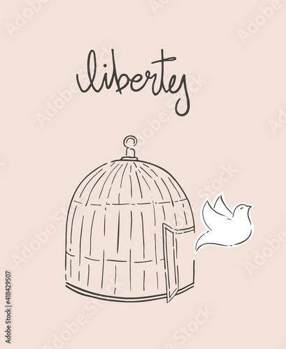 Bird escaping from cage