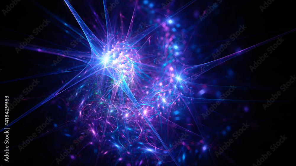 Naklejka premium Abstract background, smooth multicolored lines on a black background.