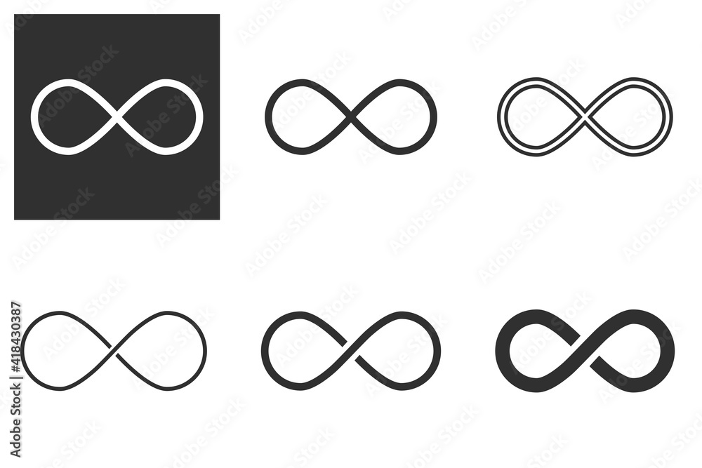 Infinity loop logo icon isolated on white background. Vector illustration unlimited infinity, endless line shape sign, Infinity loop logo icon isolated on white background. Vector illustration unlimited infinity, endless line shape sign,