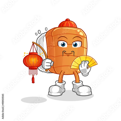 sushi Chinese with lanterns illustration. character vector