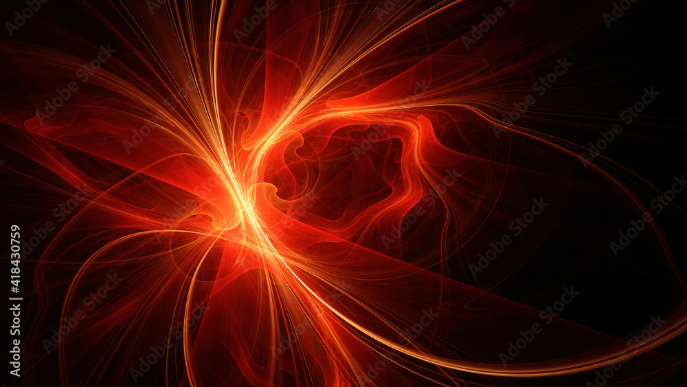 Abstract background, smooth multicolored lines on a black background. Abstract background, smooth multicolored lines on a black background.