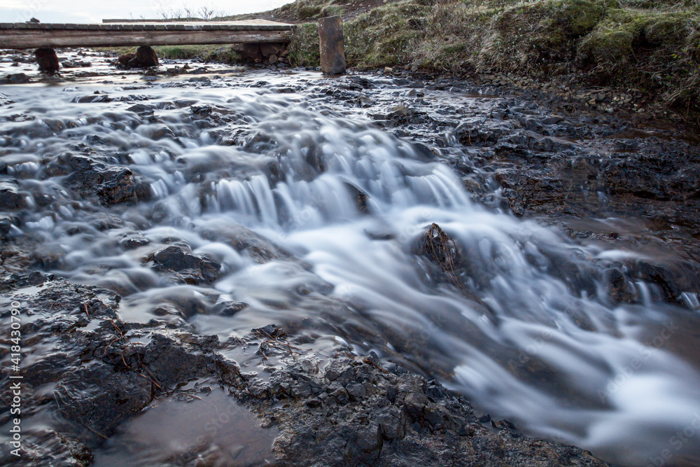 Bulb exposure of a small Creek at Kirkjubaerjarklaustur village