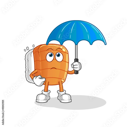 sushi holding an umbrella illustration. character vector