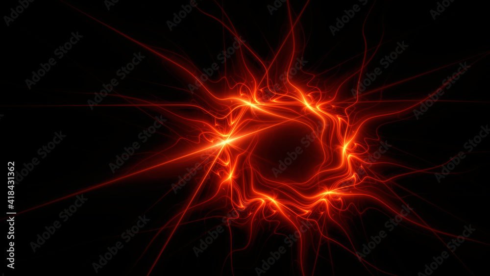 Abstract background, smooth multicolored lines on a black background. Abstract background, smooth multicolored lines on a black background.