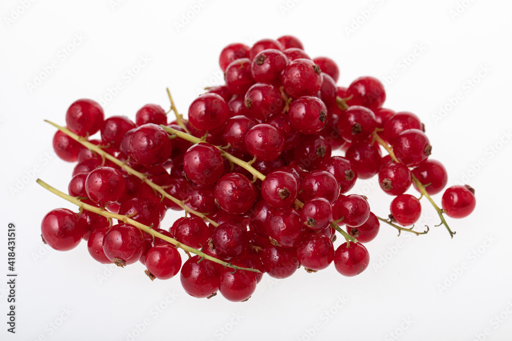 Fresh raw red currant berries isolated on white