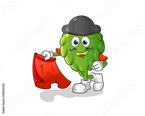 artichoke matador with red cloth illustration. character vector