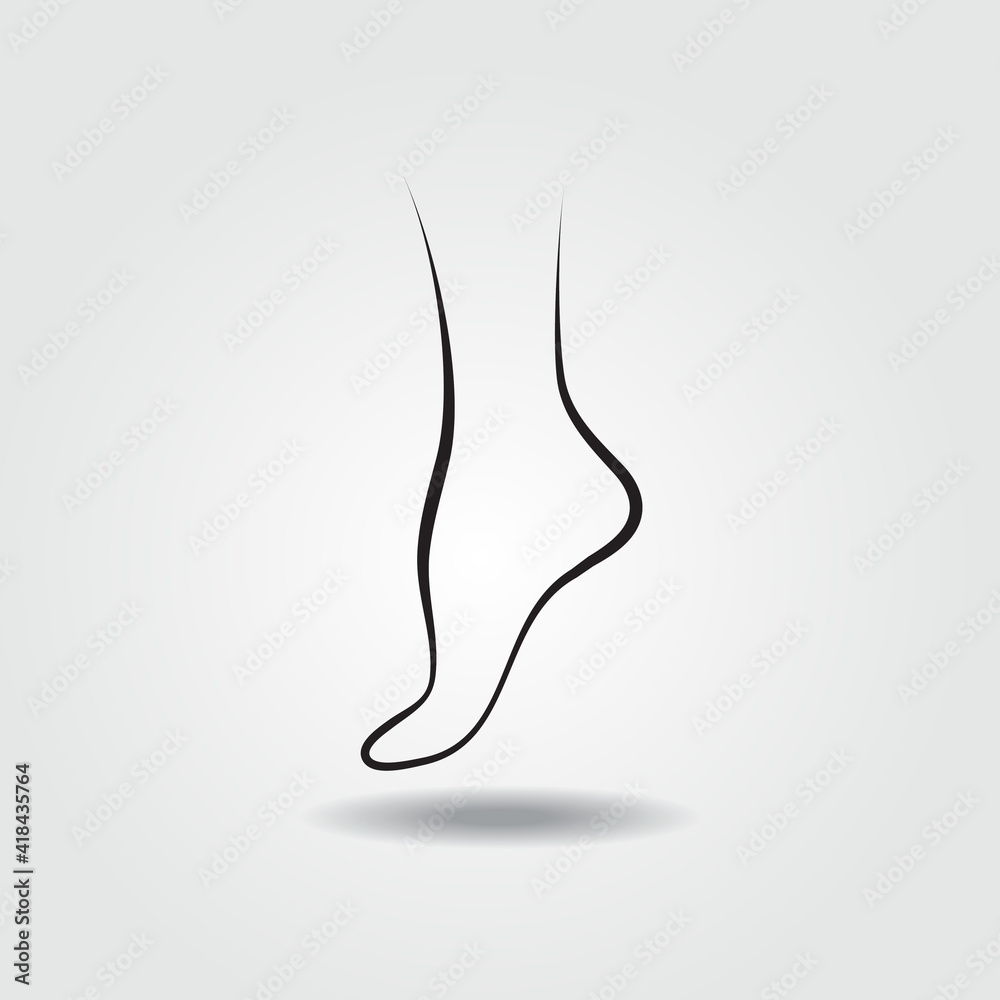 Silhouette of a female barefoot on gray background. Line style vector illustration with copy space for design or text Silhouette of a female barefoot on gray background. Line style vector illustration with copy space for design or text