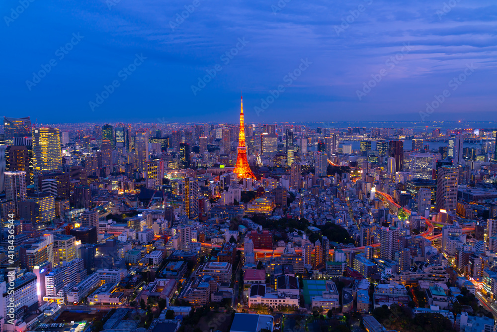 Naklejka premium 東京夜景 マジックアワー 