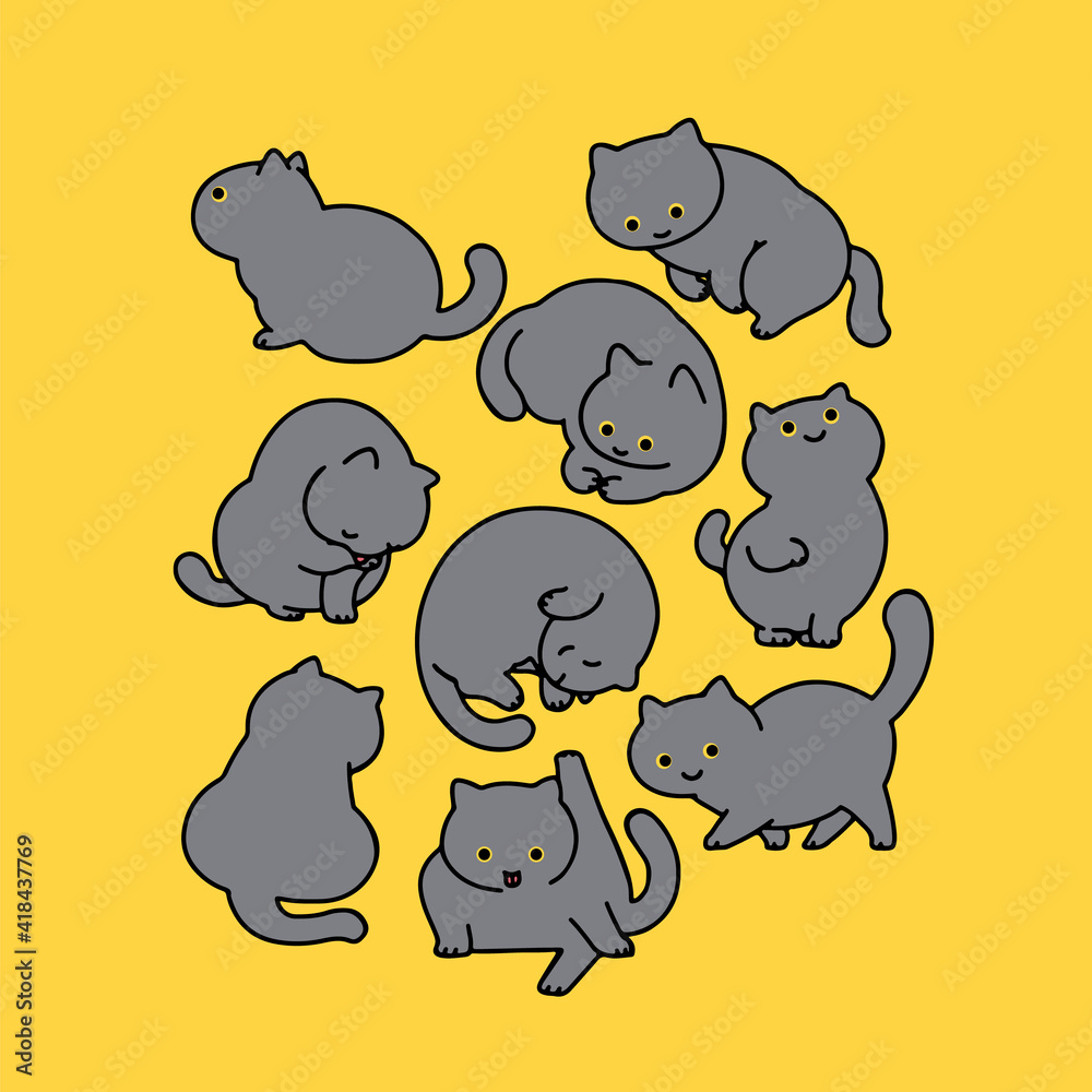 Fototapeta premium black cat set