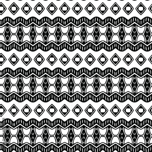 Geometric vector pattern with triangular elements. Seamless abstract ornament for wallpapers and backgrounds. Black and white patterns..