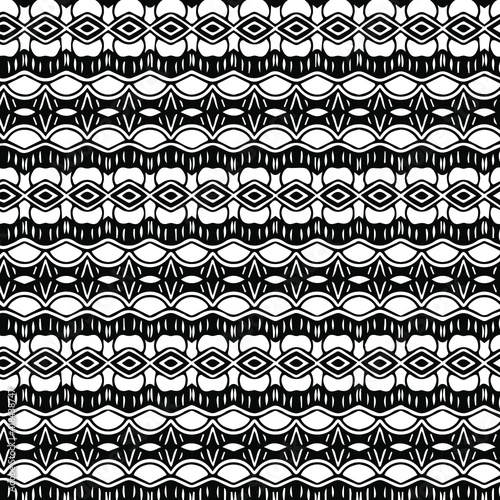 Geometric vector pattern with triangular elements. Seamless abstract ornament for wallpapers and backgrounds. Black and white patterns..