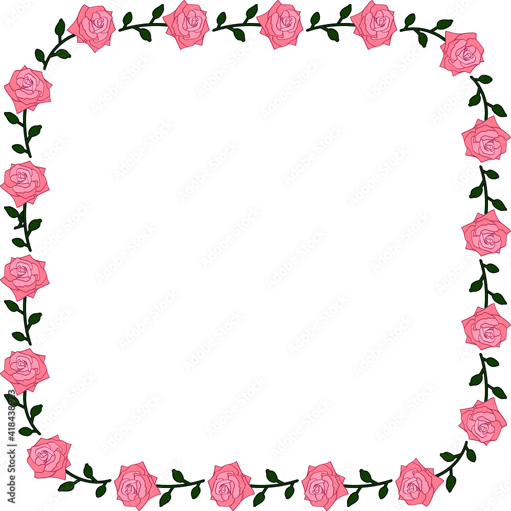 Pink floral decorative frame spring rose
