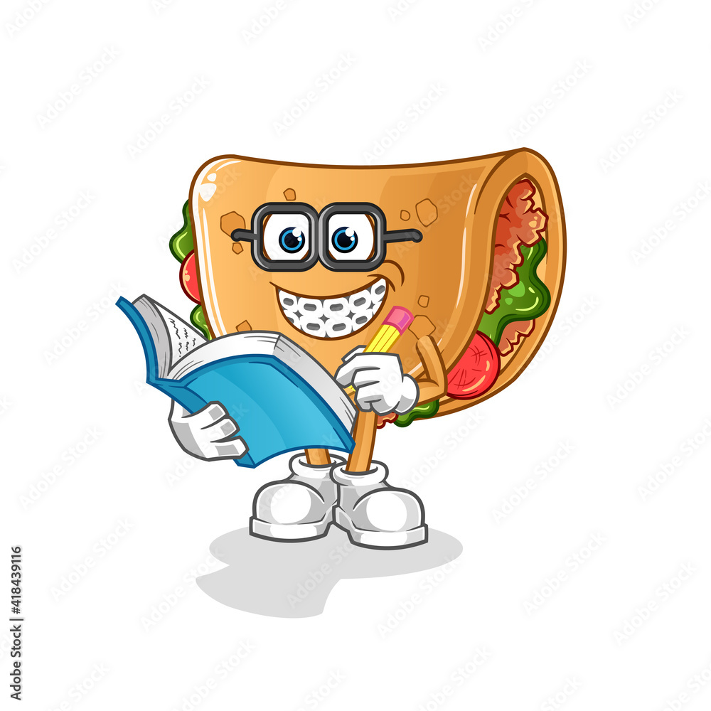 burrito geek cartoon. cartoon mascot vector