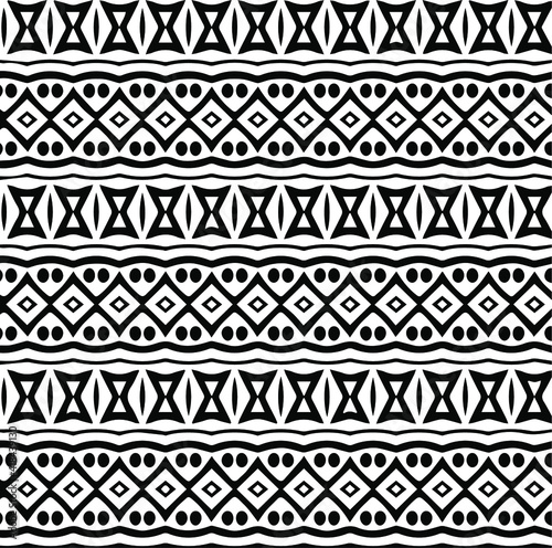 Geometric vector pattern with triangular elements. Seamless abstract ornament for wallpapers and backgrounds. Black and white patterns..
