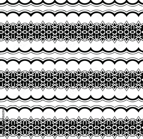 Geometric vector pattern with triangular elements. Seamless abstract ornament for wallpapers and backgrounds. Black and white patterns..