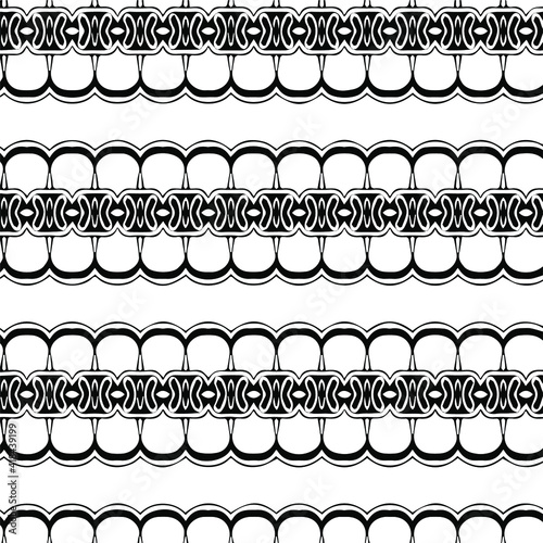 Geometric vector pattern with triangular elements. Seamless abstract ornament for wallpapers and backgrounds. Black and white patterns..