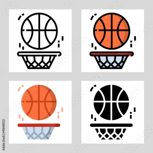 basketball icon vector design in filled, thin line, outline and flat style.
