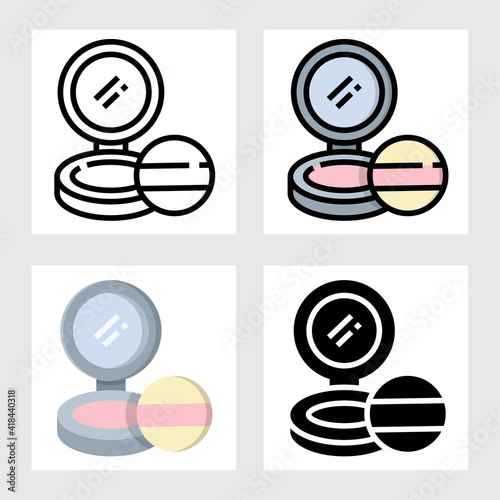 powder puff icon vector design in filled, thin line, outline and flat style.