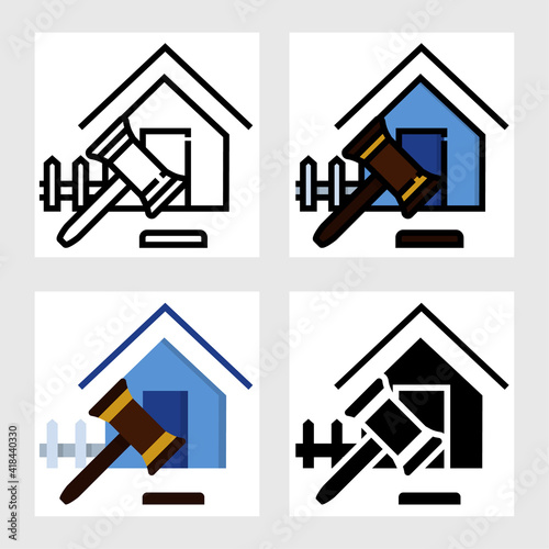 real estate auction icon vector design in filled, thin line, outline and flat style.