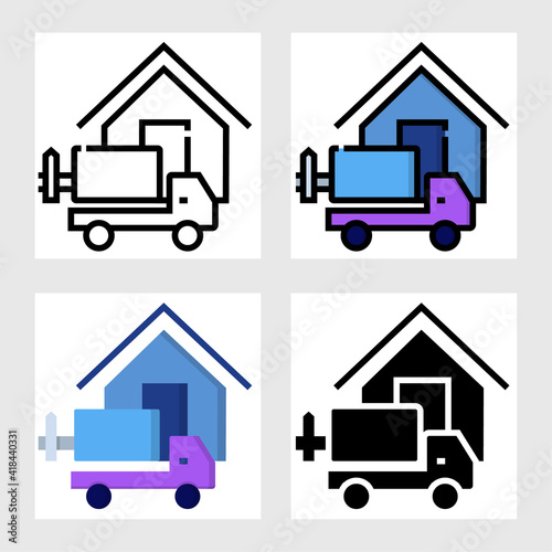 real estate transport service icon vector design in filled, thin line, outline and flat style.