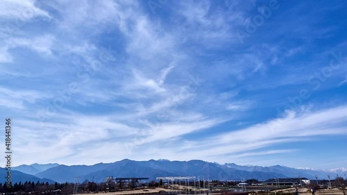冬、信州スカイパークから北アルプス方面を望む タイムラプス 長野県松本市