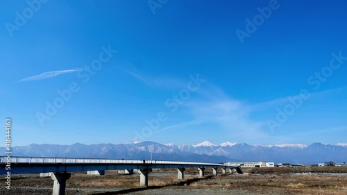 冬、松本市内から北アルプス方面を望む タイムラプス 長野県松本市