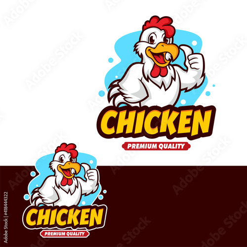 Chicken mascot logo vector. Chicken vector illustration. Organic farm vector logo design	
