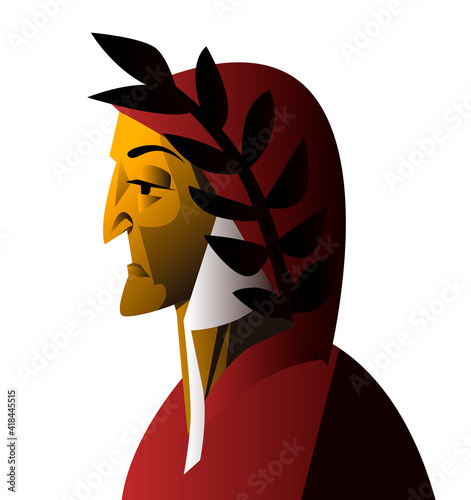 great italian writer poet with red hat