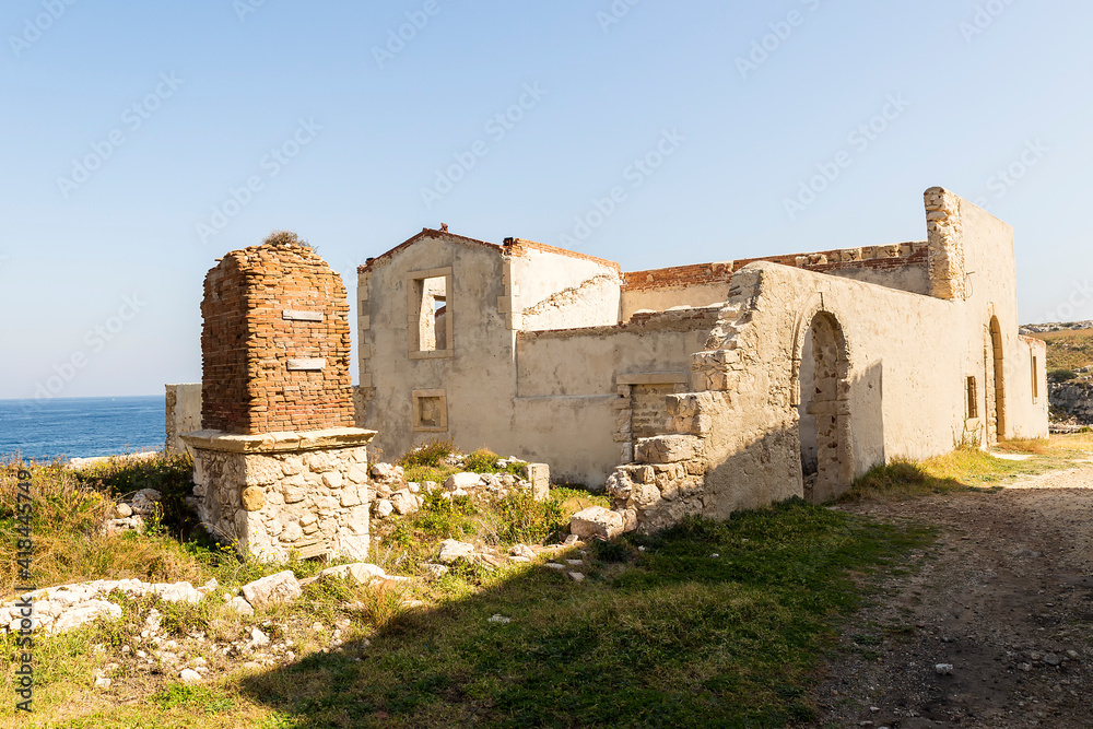 Ancient Ruins of The Tonnara di Santa Panagia (Tuna Fishery) In Syracuse, Sicily – Italy.