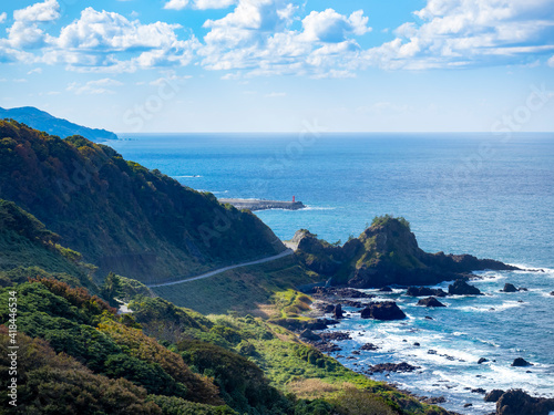 	椿の断崖展望台からの風景　10月の能登半島　奥能登絶景海道