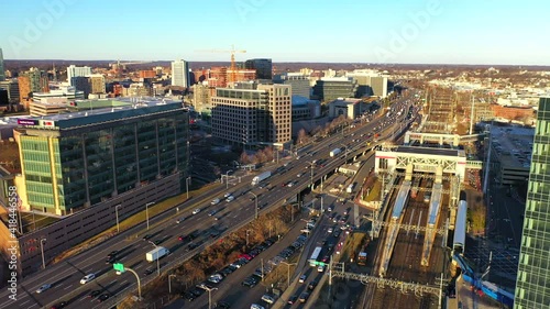 Pan Left Shot of the Stamford, CT City Skyline photo