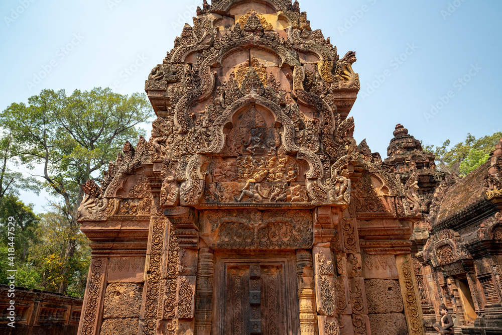 Banteay Srei Temple is an ancient temple in archaeological site in Cambodia.