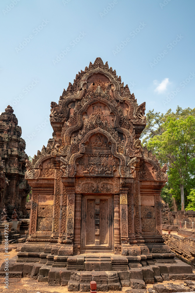 Banteay Srei Temple is an ancient temple in archaeological site in Cambodia.