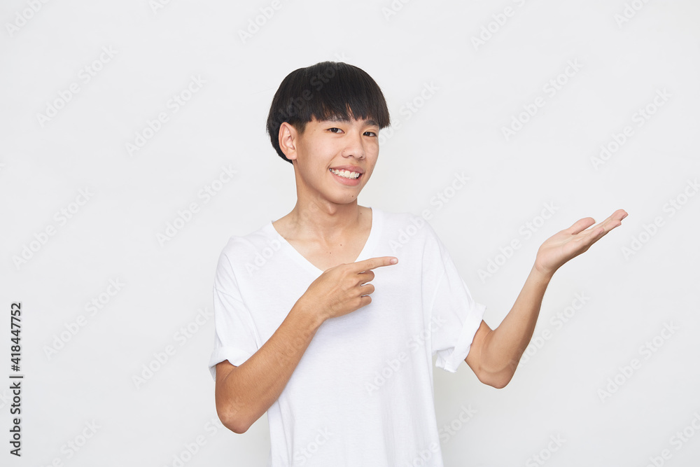 man presenting with a hand and pointing man presenting with a hand and pointing