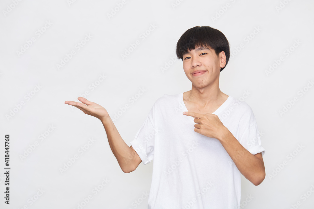 man presenting with a hand and pointing man presenting with a hand and pointing