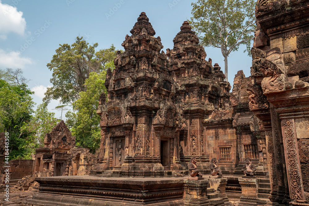 Naklejka premium Banteay Srei Temple is an ancient temple in archaeological site in Cambodia.