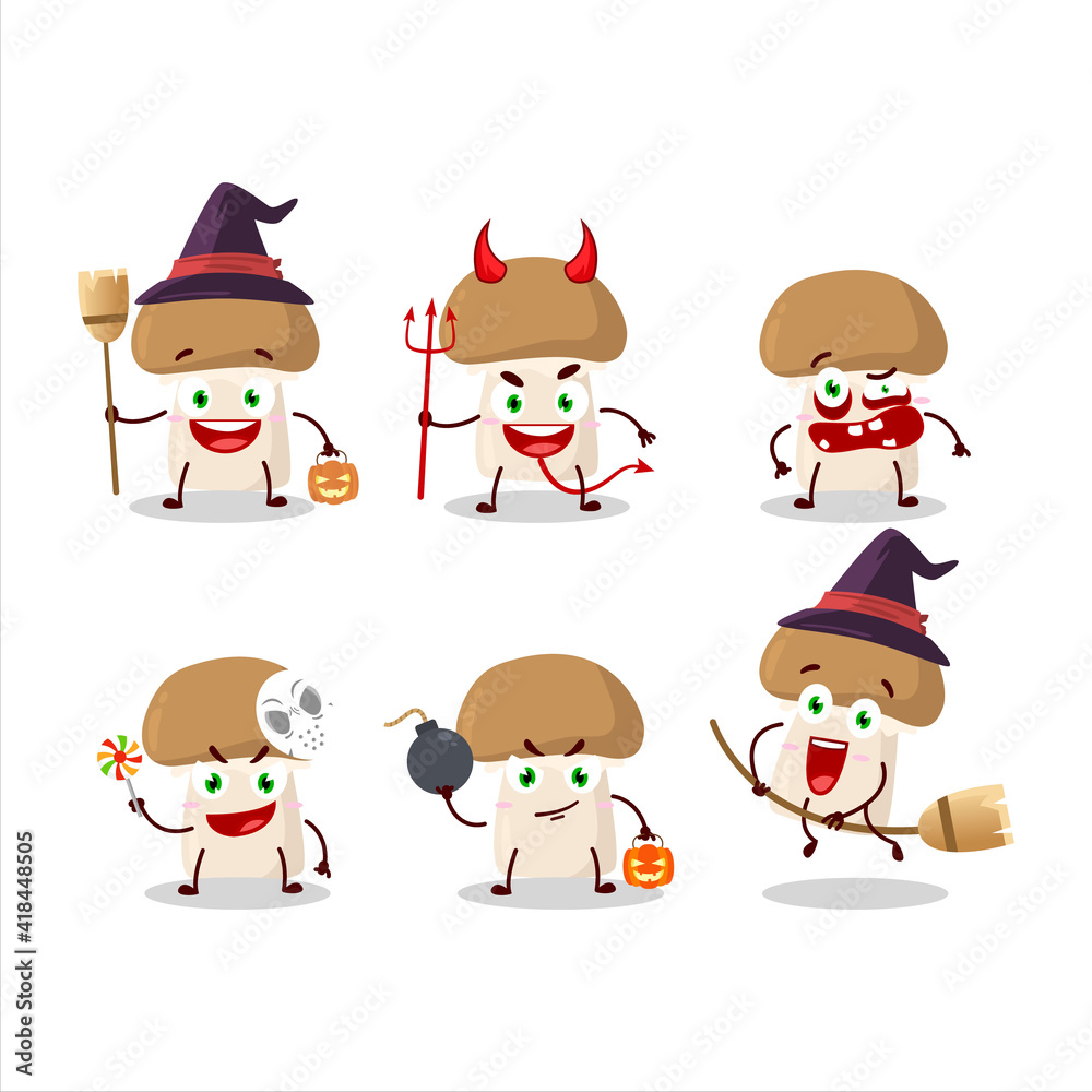 Halloween expression emoticons with cartoon character of champignon Halloween expression emoticons with cartoon character of champignon