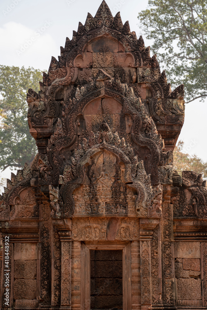 Fototapeta premium Banteay Srei Temple is an ancient temple in archaeological site in Cambodia.
