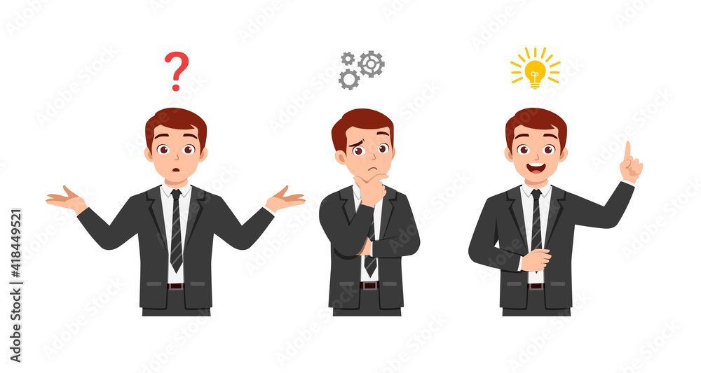good looking man thinking and search for idea process good looking man thinking and search for idea process
