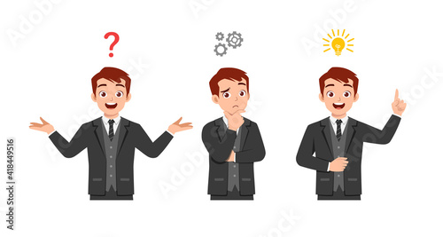 good looking man thinking and search for idea process