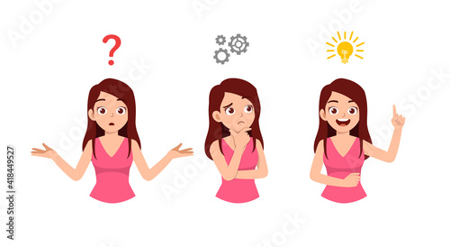 good looking woman thinking and search for idea process