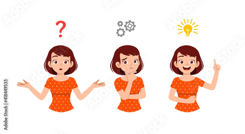 good looking woman thinking and search for idea process