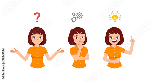 good looking woman thinking and search for idea process