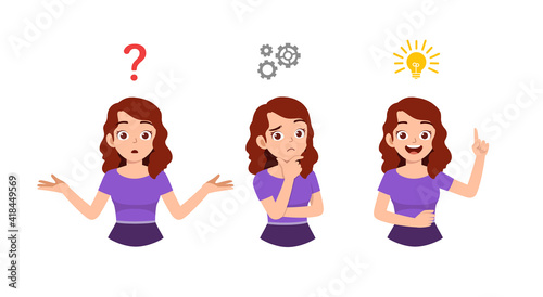 good looking woman thinking and search for idea process