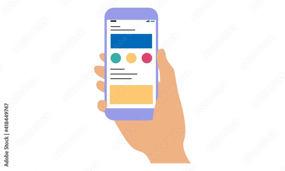 Hand holding phone. Vector flat illustration Hand holding phone. Vector flat illustration