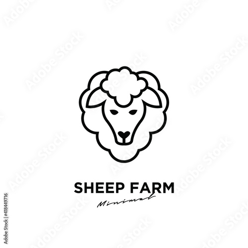 Sheep head monoline line logo icon design