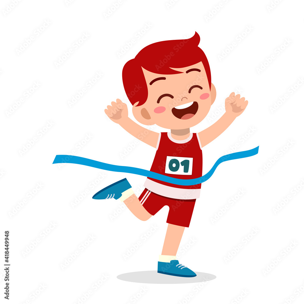 cute little boy run in marathon race and win