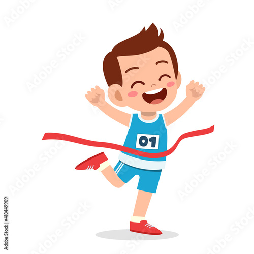 cute little boy run in marathon race and win