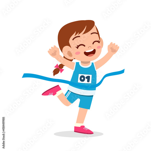 cute little girl run in marathon race and win